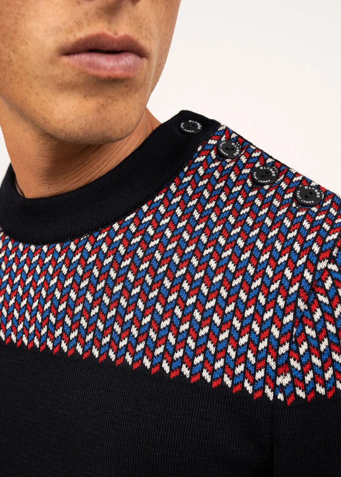Saint James Sailor Jumpers|Sailor Jumpers*Jacquard sailor jumper Navy/multico