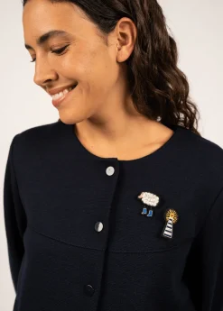 Saint James Brooches*Lighthouse embroidered brooch Blanc/bleu