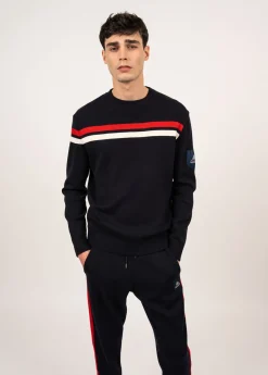 Saint James Jumpers & Cardigans*Malherbe wool jumper Navy/ecume/tulipe