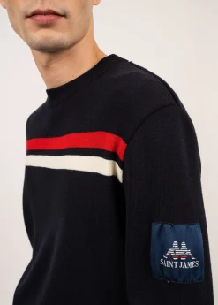 Saint James Jumpers & Cardigans*Malherbe wool jumper Navy/ecume/tulipe