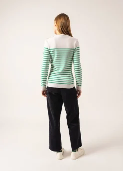 Saint James Sailor Jumpers|Sailor Jumpers*Marée authentic striped sailor jumper Blanc/trefle