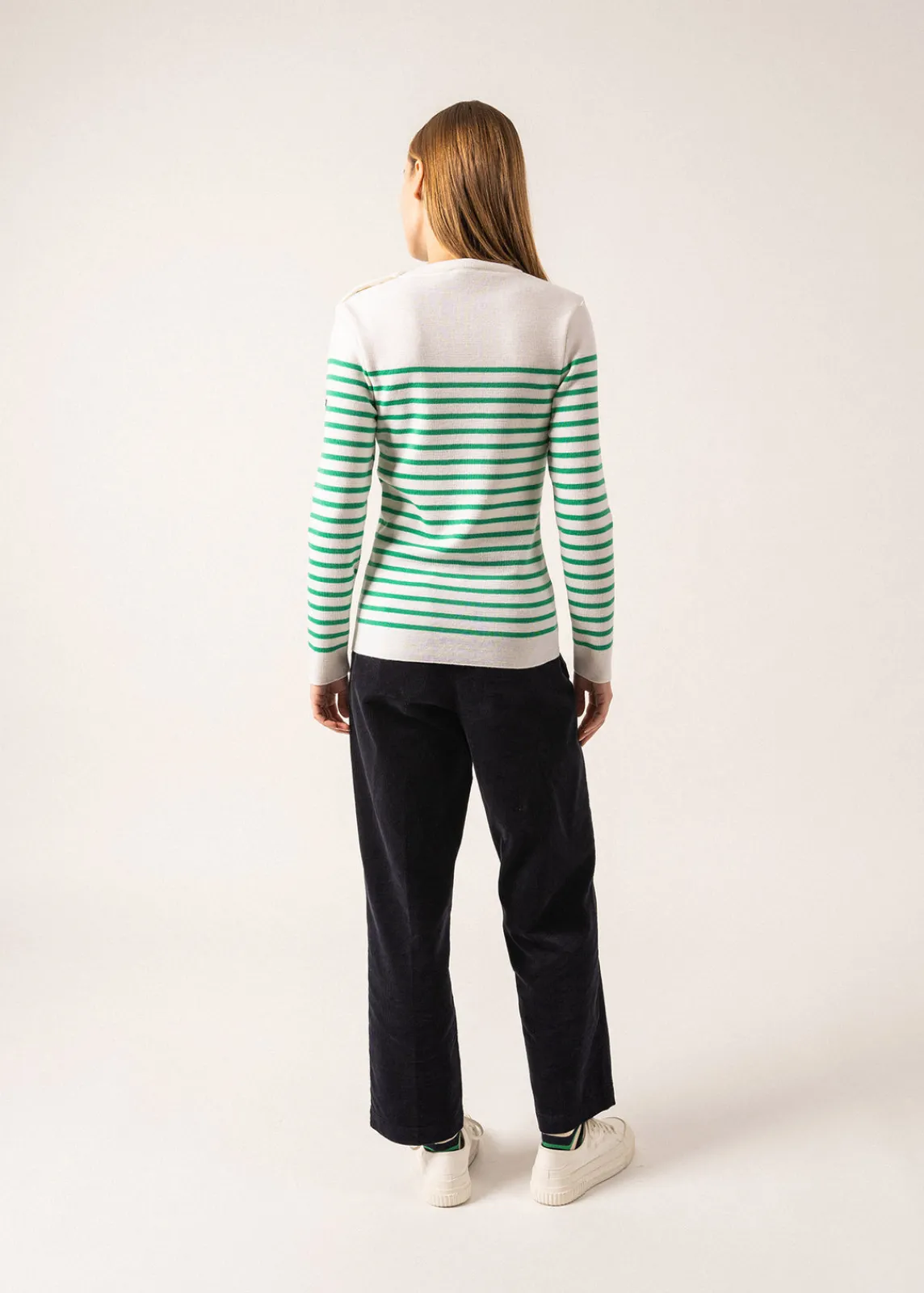 Saint James Sailor Jumpers|Sailor Jumpers*Marée authentic striped sailor jumper Blanc/trefle