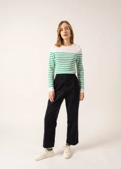 Saint James Sailor Jumpers|Sailor Jumpers*Marée authentic striped sailor jumper Blanc/trefle