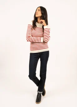 Saint James Sailor Jumpers|Sailor Jumpers*Marée authentic striped sailor jumper Ecume/tulipe