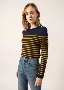 Saint James Sailor Jumpers|Sailor Jumpers*Marée authentic striped sailor jumper Insigne/ambre