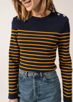 Saint James Sailor Jumpers|Sailor Jumpers*Marée authentic striped sailor jumper Insigne/ambre