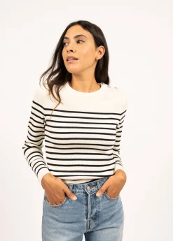 Saint James Sailor Jumpers|Sailor Jumpers*Marée authentic striped sailor jumper Ecume/navy