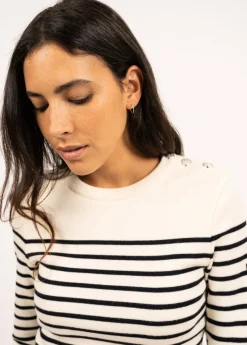 Saint James Sailor Jumpers|Sailor Jumpers*Marée authentic striped sailor jumper Ecume/navy