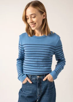 Saint James Sailor Jumpers|Sailor Jumpers*Marée II Lurex sailor jumper Oxygene/bleu