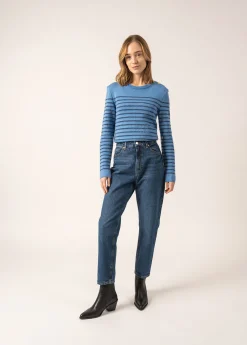 Saint James Sailor Jumpers|Sailor Jumpers*Marée II Lurex sailor jumper Oxygene/bleu
