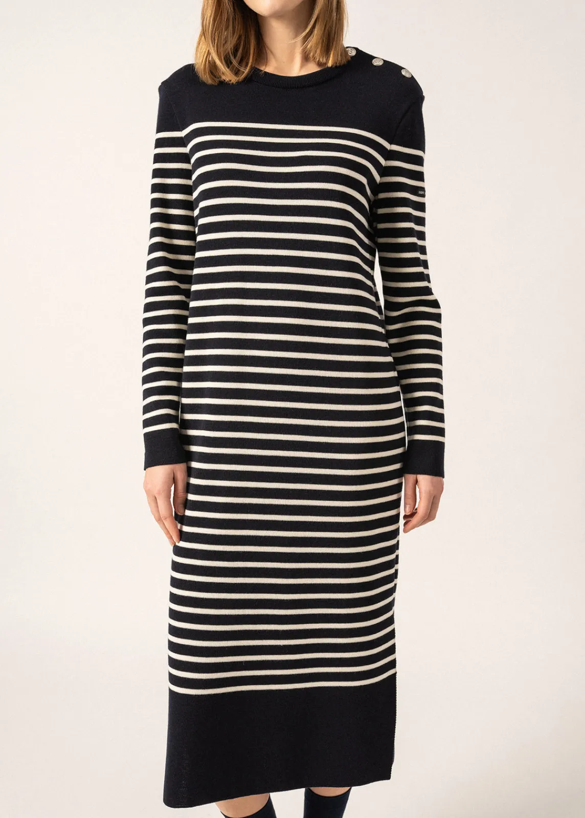 Saint James Dresses & Skirts*Marée Long Knitted Dress Navy/ecume