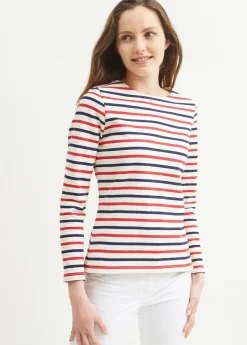 Saint James Sailor Striped Shirts*Meridame tricolour striped sailot shirt Ecru/marine/tulipe