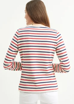 Saint James Sailor Striped Shirts*Meridame tricolour striped sailot shirt Ecru/marine/tulipe