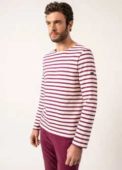 Saint James Sailor Striped Shirts*Meridien unisex striped sailor shirt Ecume/prune