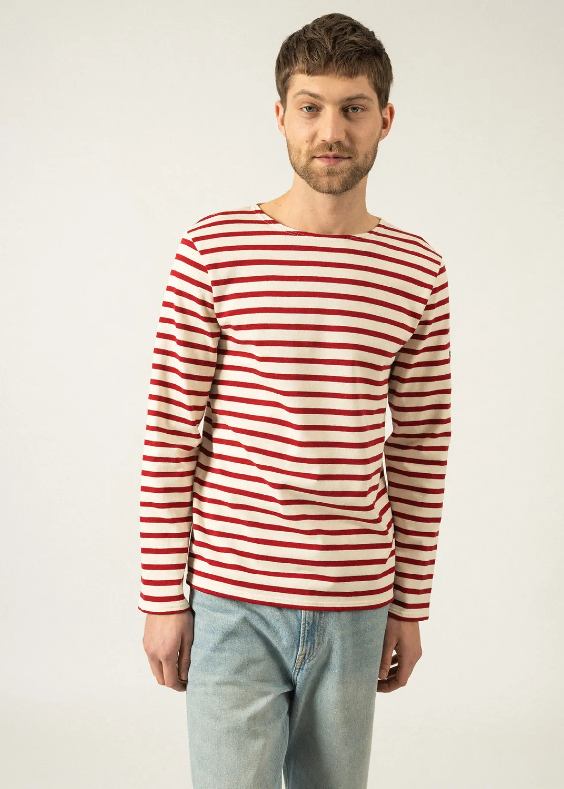 Saint James Sailor Striped Shirts|Sailor Striped Shirts*Meridien unisex striped sailor shirt Ecru/persan