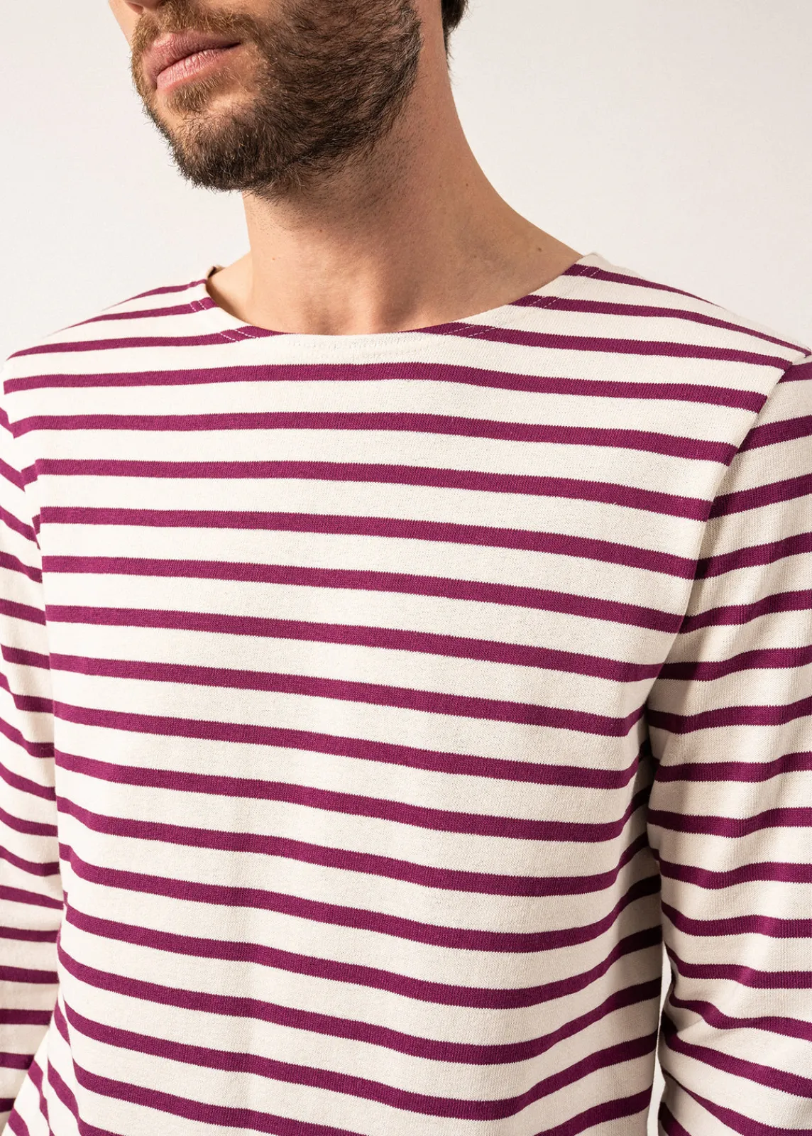 Saint James Sailor Striped Shirts|Sailor Striped Shirts*Meridien unisex striped sailor shirt Ecume/prune