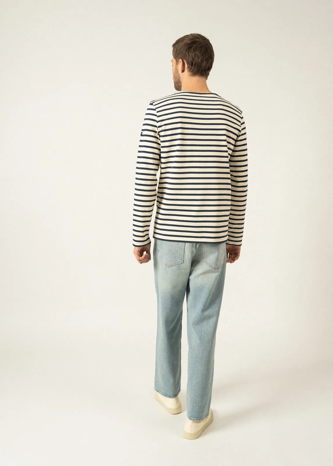 Saint James Sailor Striped Shirts|Sailor Striped Shirts*Meridien unisex striped sailor shirt Ecru/marine