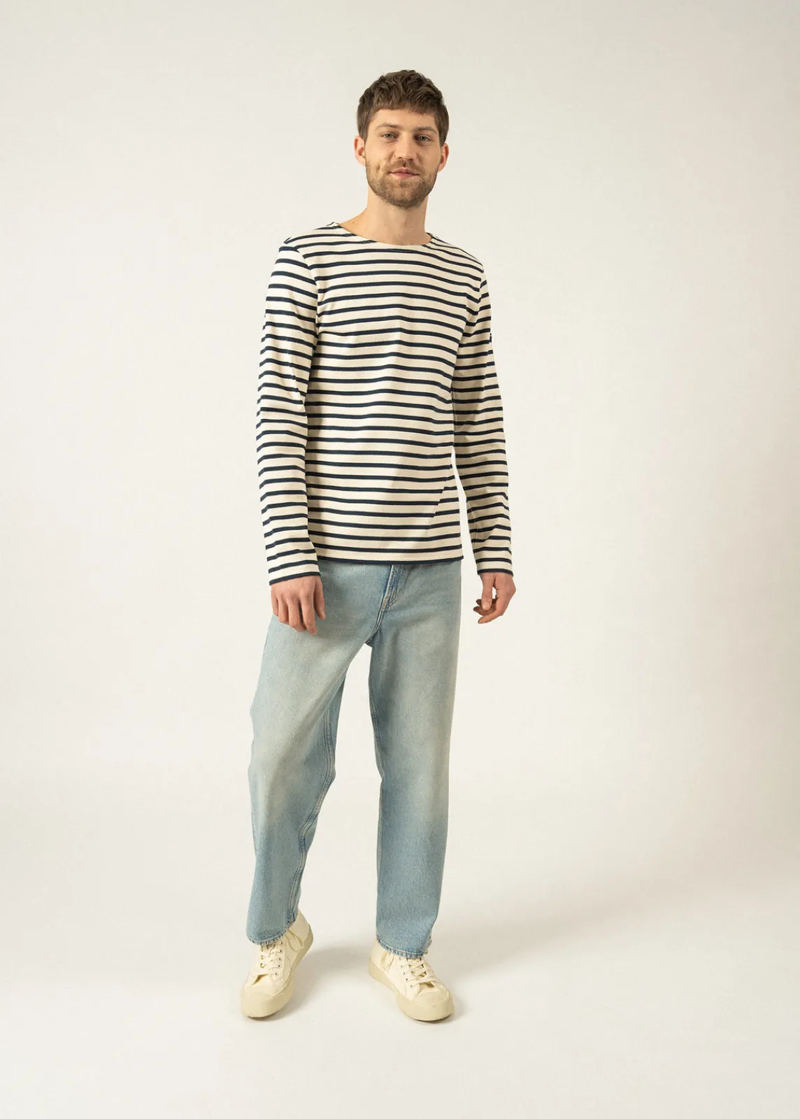 Saint James Sailor Striped Shirts|Sailor Striped Shirts*Meridien unisex striped sailor shirt Ecru/marine