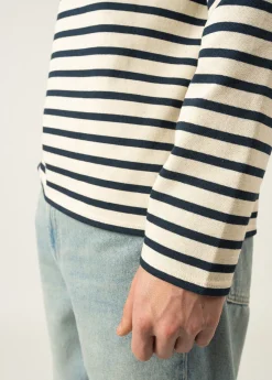 Saint James Sailor Striped Shirts|Sailor Striped Shirts*Meridien unisex striped sailor shirt Ecru/marine