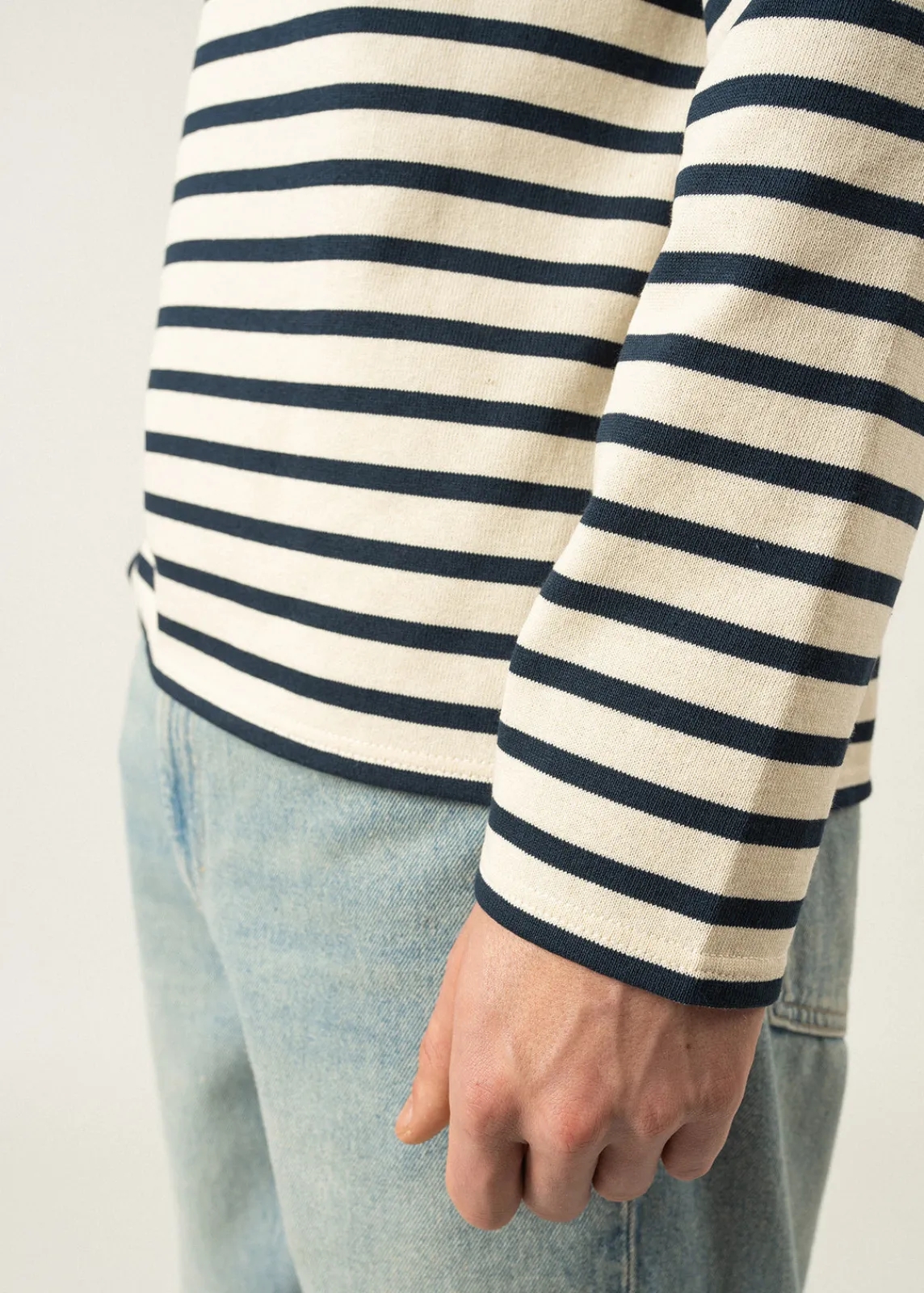 Saint James Sailor Striped Shirts|Sailor Striped Shirts*Meridien unisex striped sailor shirt Ecru/marine