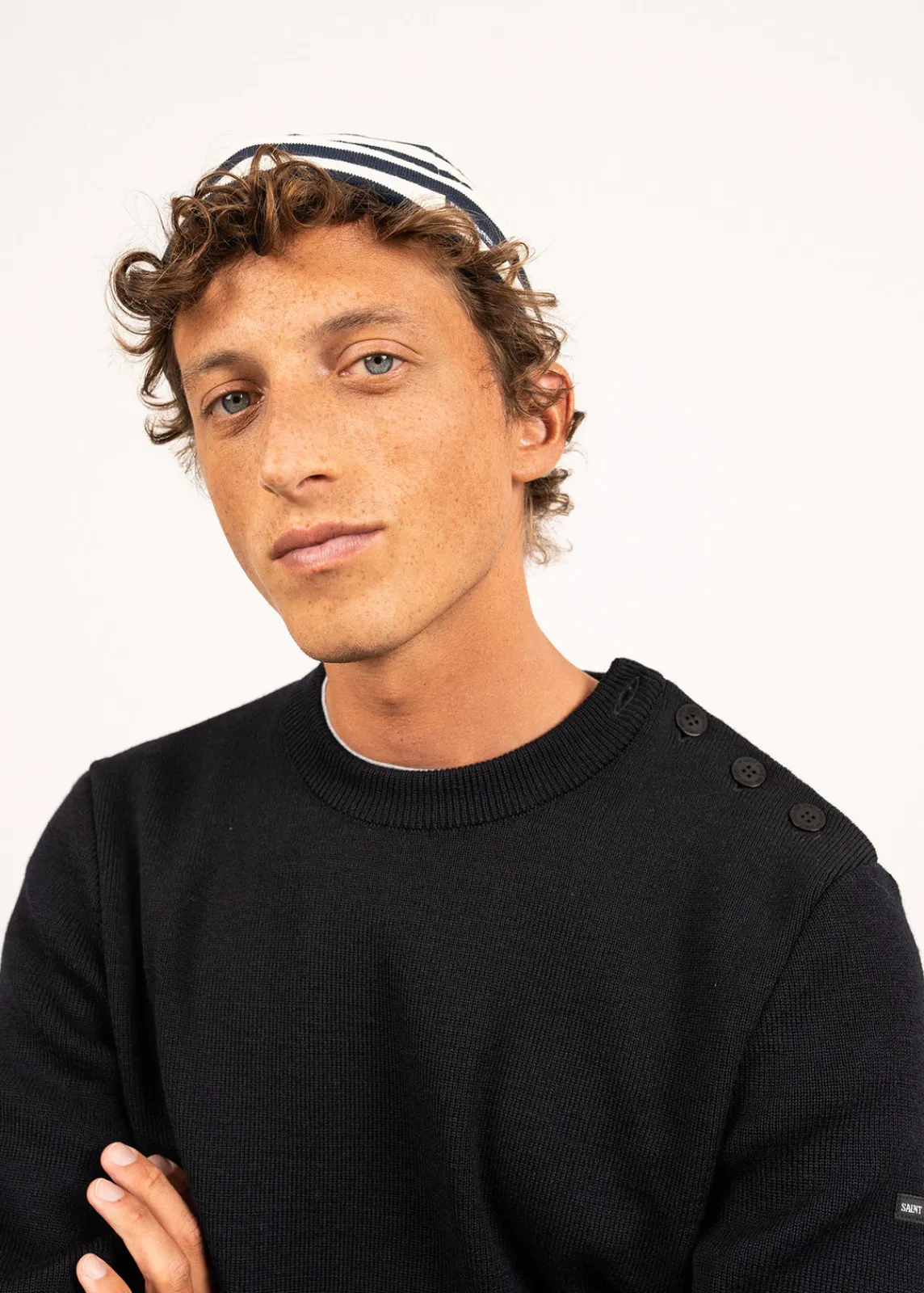 Saint James Accessories*Miki Meridien deck hat Ecru/marine