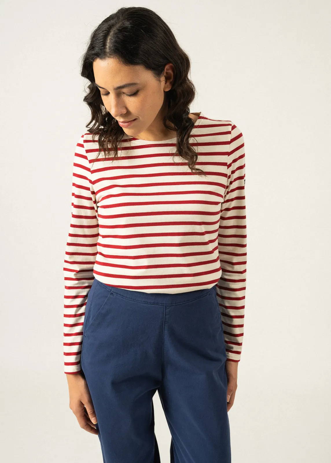 Saint James Sailor Striped Shirts|Sailor Striped Shirts*Minquidame striped sailor shirt Ecru/persan