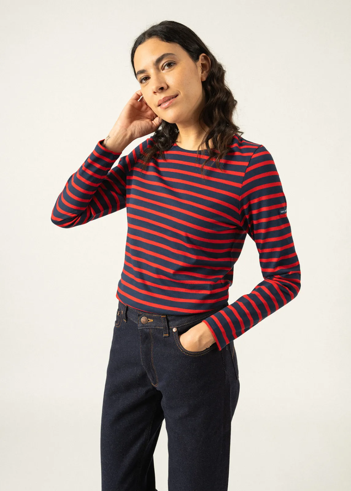 Saint James Sailor Striped Shirts|Sailor Striped Shirts*Minquidame striped sailor shirt Marine/tulipe