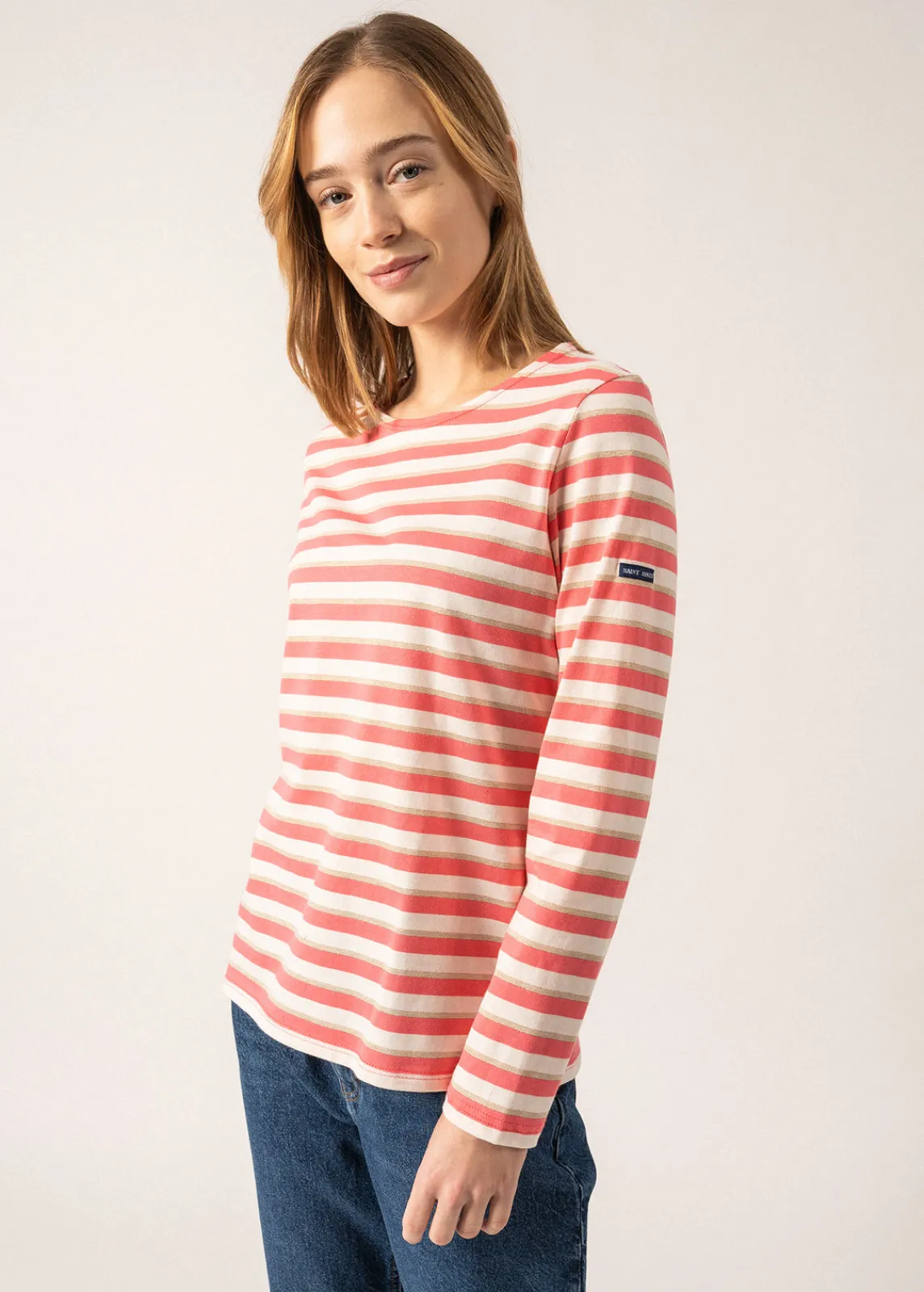 Saint James Sailor Striped Shirts*Minquidame Tricolour Breton Shirt Doly/ecume/or