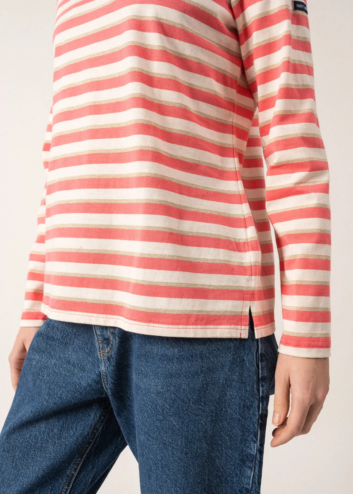Saint James Sailor Striped Shirts*Minquidame Tricolour Breton Shirt Doly/ecume/or