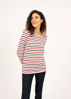 Saint James Sailor Striped Shirts*Minquidame tricolour striped sailor shirt Ecru/marine/tulipe