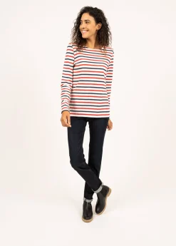 Saint James Sailor Striped Shirts*Minquidame tricolour striped sailor shirt Ecru/marine/tulipe