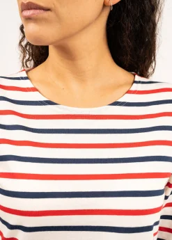 Saint James Sailor Striped Shirts*Minquidame tricolour striped sailor shirt Ecru/marine/tulipe