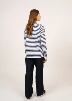 Saint James Sailor Striped Shirts*Minquiers Drop oversized striped sailor shirt Neige/marine