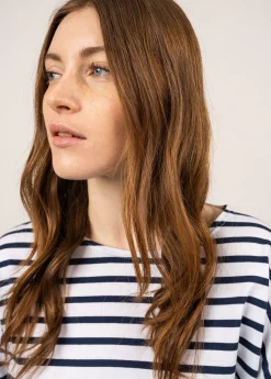 Saint James Sailor Striped Shirts*Minquiers Drop oversized striped sailor shirt Neige/marine