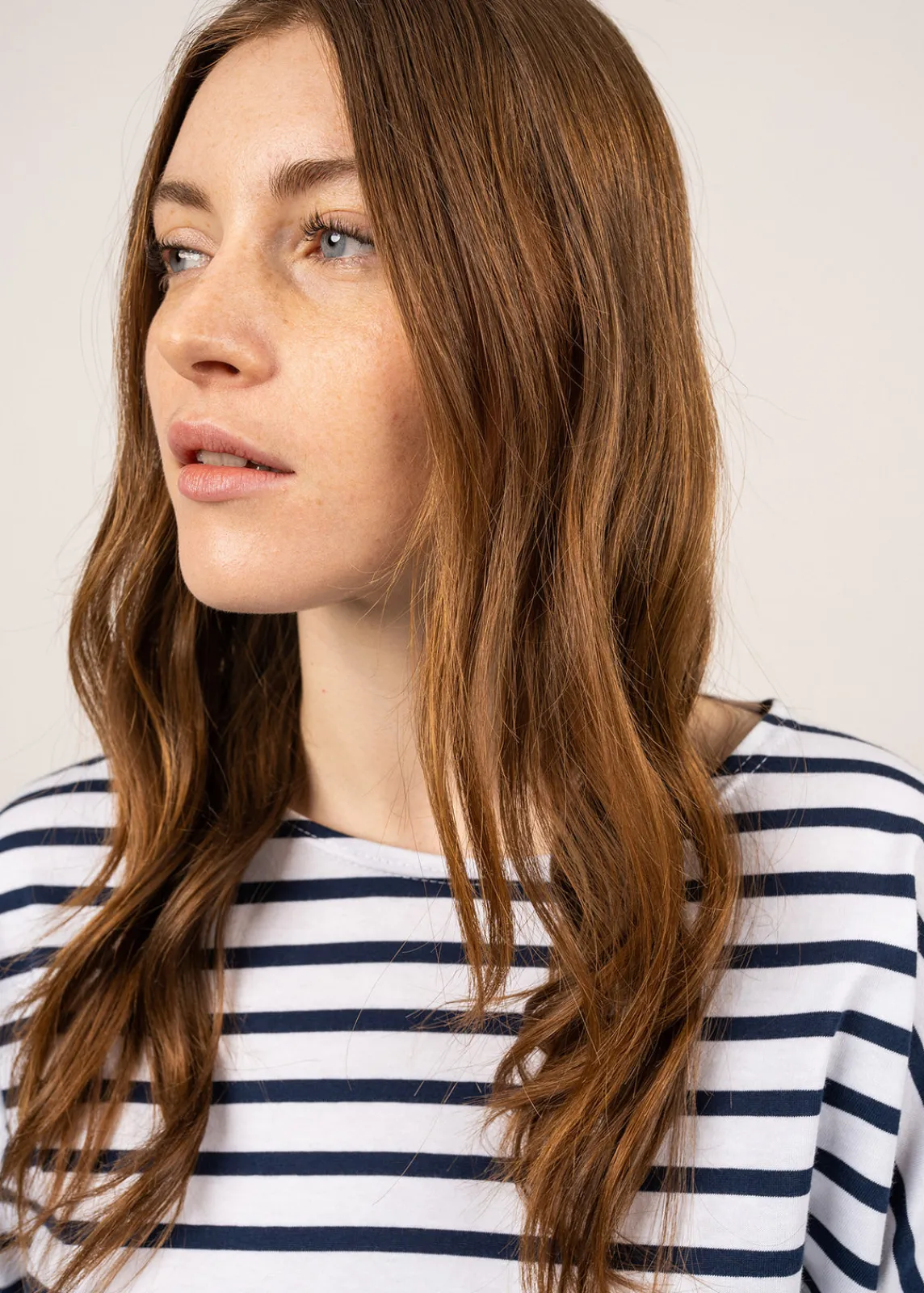 Saint James Sailor Striped Shirts*Minquiers Drop oversized striped sailor shirt Neige/marine