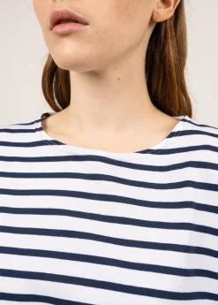 Saint James Sailor Striped Shirts*Minquiers Drop oversized striped sailor shirt Neige/marine