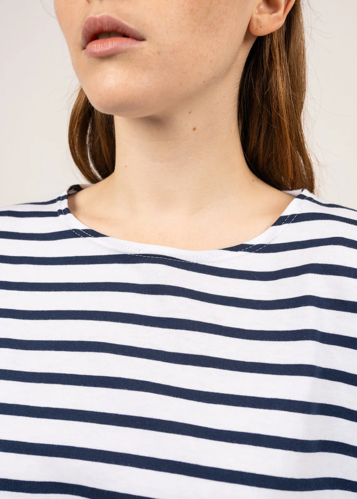 Saint James Sailor Striped Shirts*Minquiers Drop oversized striped sailor shirt Neige/marine