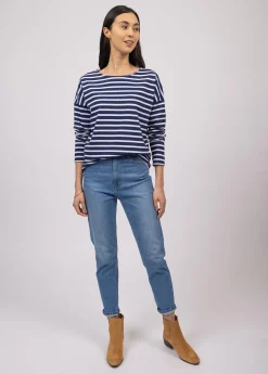 Saint James Sailor Striped Shirts*Minquiers Drop oversized striped sailor shirt Marine/neige
