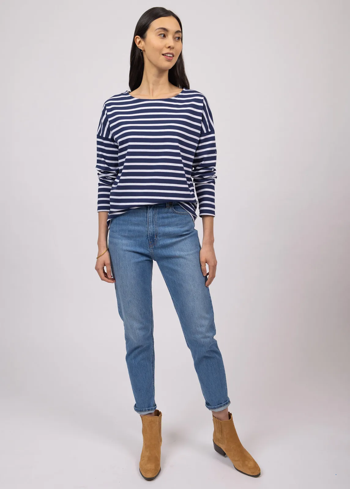 Saint James Sailor Striped Shirts*Minquiers Drop oversized striped sailor shirt Marine/neige