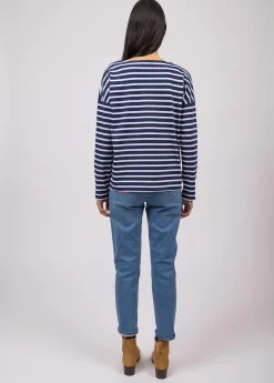 Saint James Sailor Striped Shirts*Minquiers Drop oversized striped sailor shirt Marine/neige