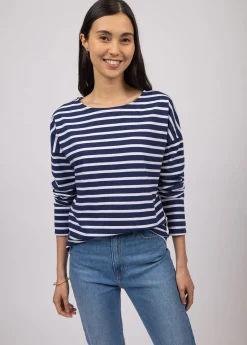 Saint James Sailor Striped Shirts*Minquiers Drop oversized striped sailor shirt Marine/neige