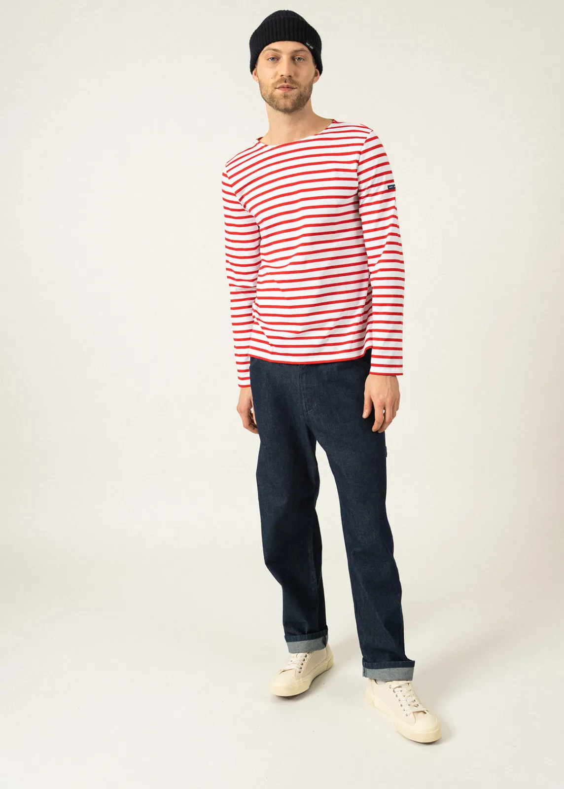 Saint James Sailor Striped Shirts|Sailor Striped Shirts*Minquiers unisex striped sailor shirt Neige/tulipe