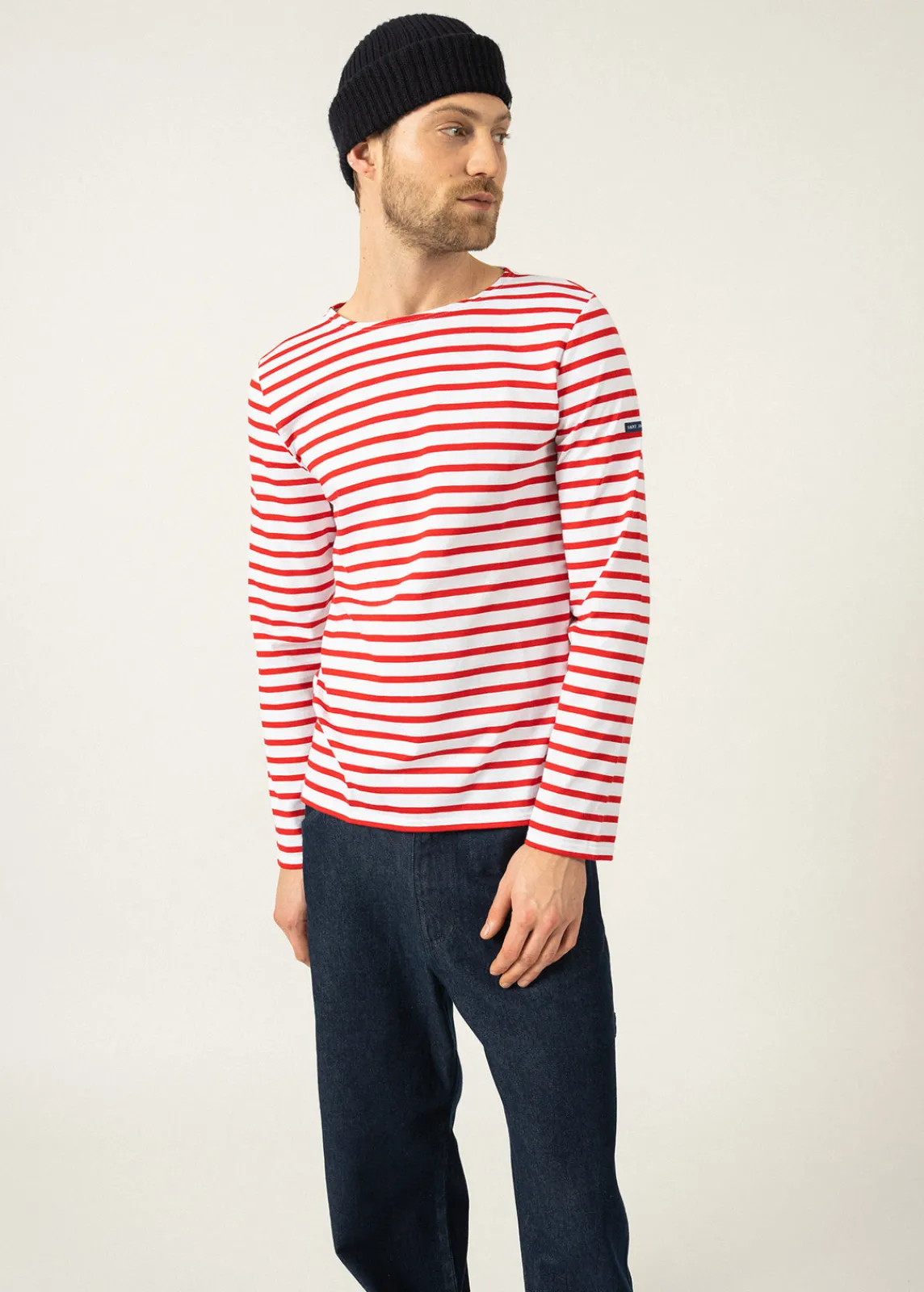 Saint James Sailor Striped Shirts|Sailor Striped Shirts*Minquiers unisex striped sailor shirt Neige/tulipe