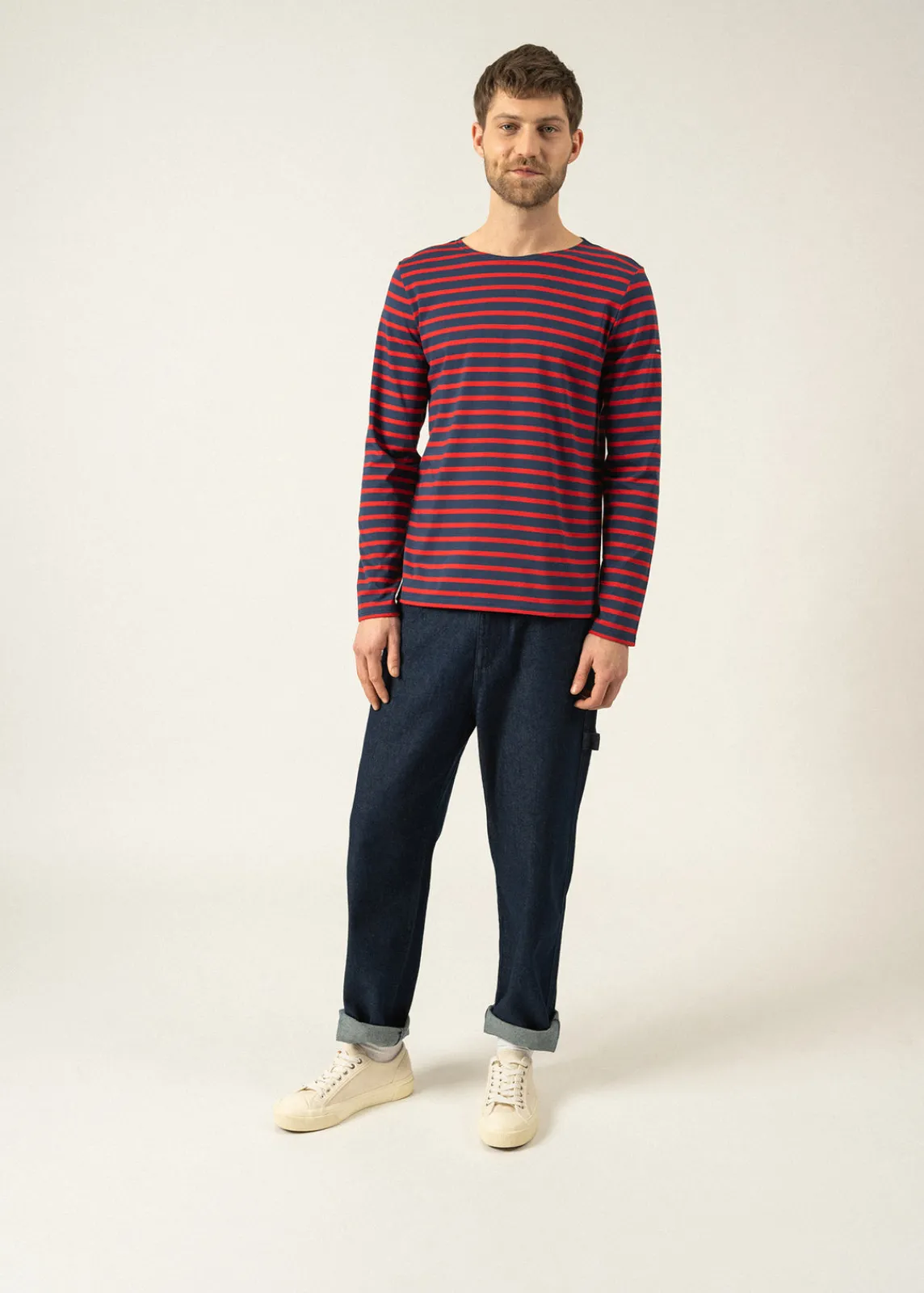 Saint James Sailor Striped Shirts|Sailor Striped Shirts*Minquiers unisex striped sailor shirt Marine/tulipe