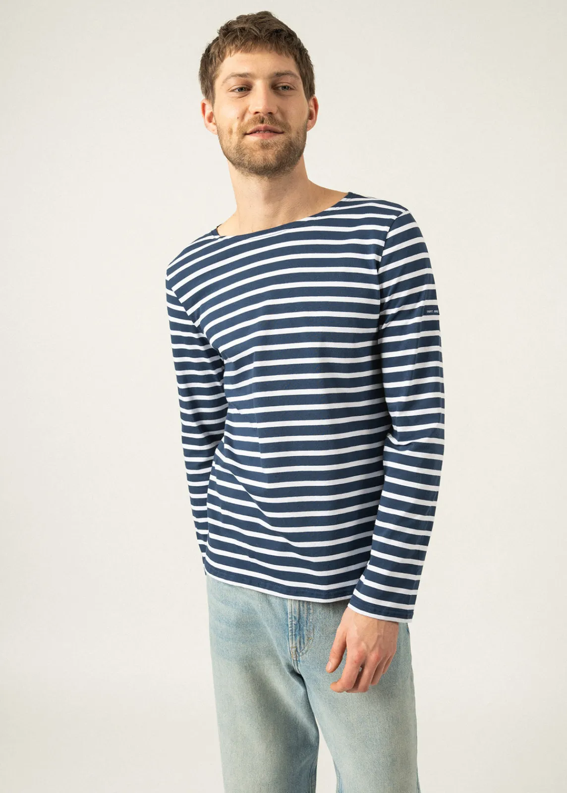 Saint James Sailor Striped Shirts|Sailor Striped Shirts*Minquiers unisex striped sailor shirt Marine/neige