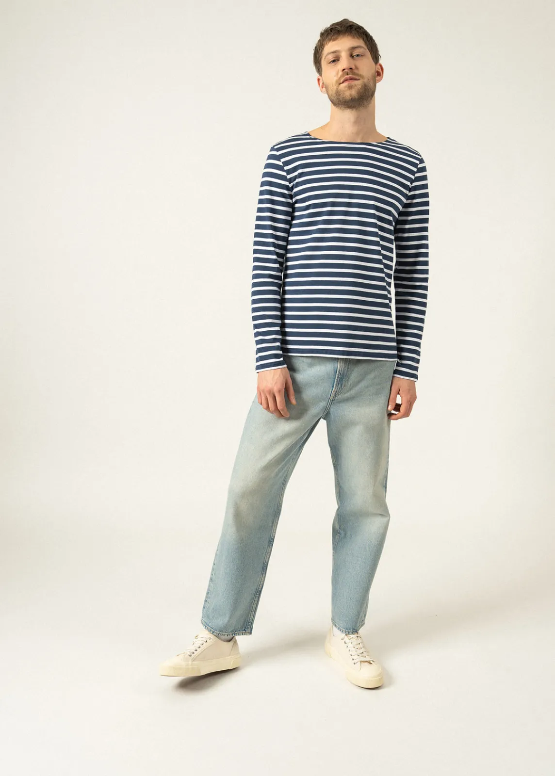Saint James Sailor Striped Shirts|Sailor Striped Shirts*Minquiers unisex striped sailor shirt Marine/neige