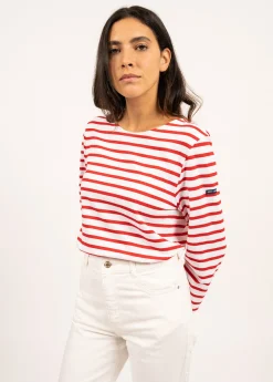 Saint James Sailor Striped Shirts*Minquiers unisex striped sailor shirt Neige/tulipe