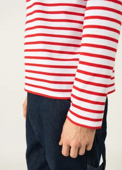 Saint James Sailor Striped Shirts*Minquiers unisex striped sailor shirt Neige/tulipe
