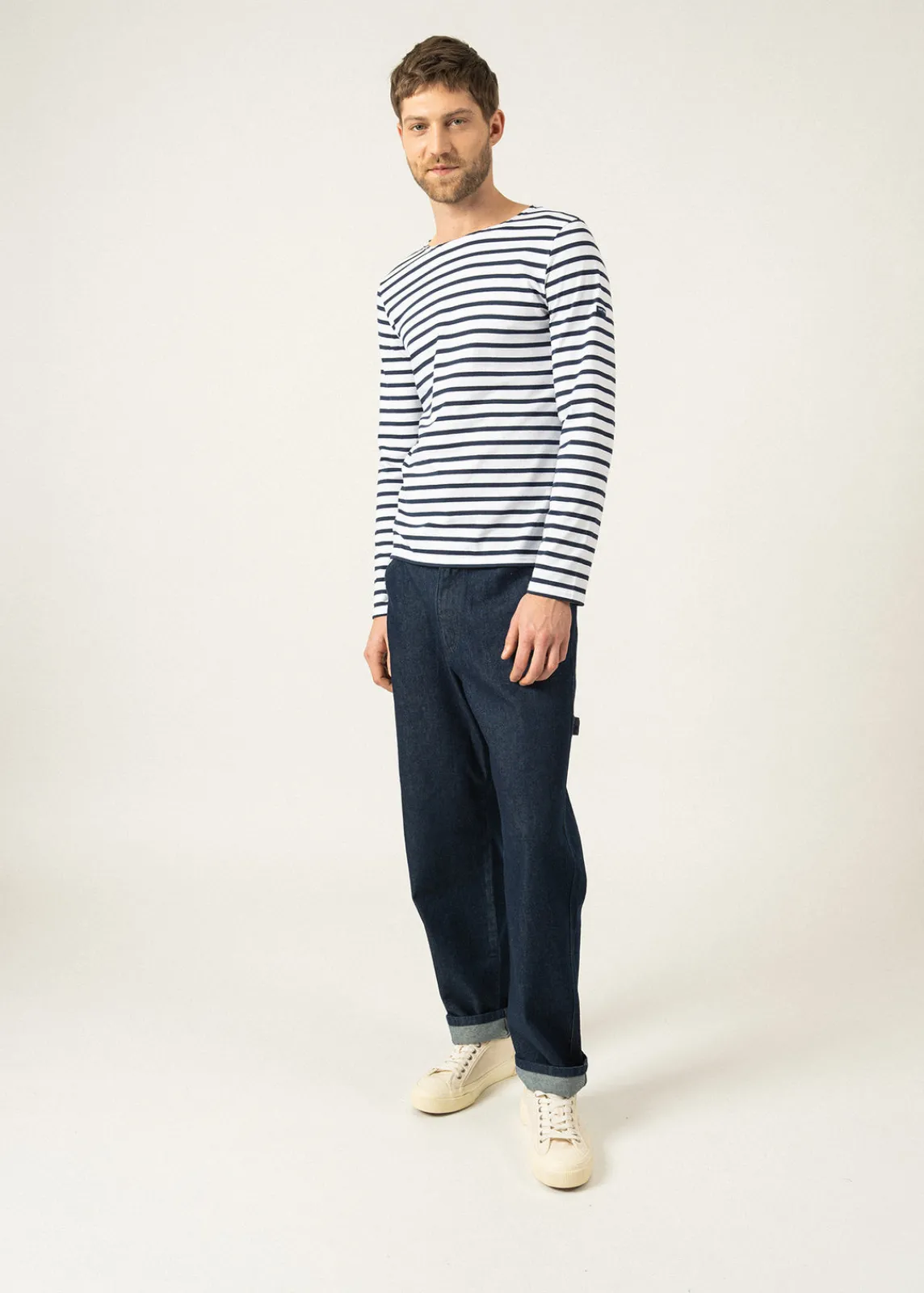 Saint James Sailor Striped Shirts|Sailor Striped Shirts*Minquiers unisex striped sailor shirt Neige/marine