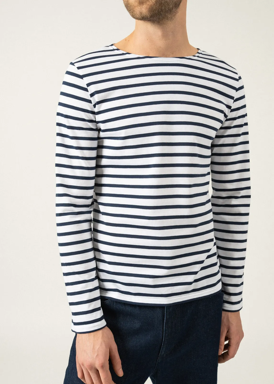 Saint James Sailor Striped Shirts|Sailor Striped Shirts*Minquiers unisex striped sailor shirt Neige/marine